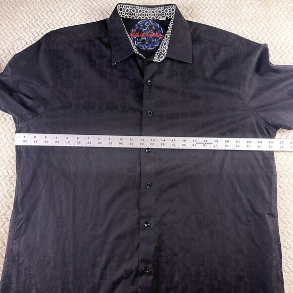 Robert Graham Knowledge Wisdom Truth Men Black Textured Button Up Shirt Sz XL - Picture 12 of 16